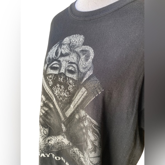 Madonna Bandanna Guns Printed Graphic T-Shirt Fashion Hip Hop Black Tee Size XL - Picture 3 of 11